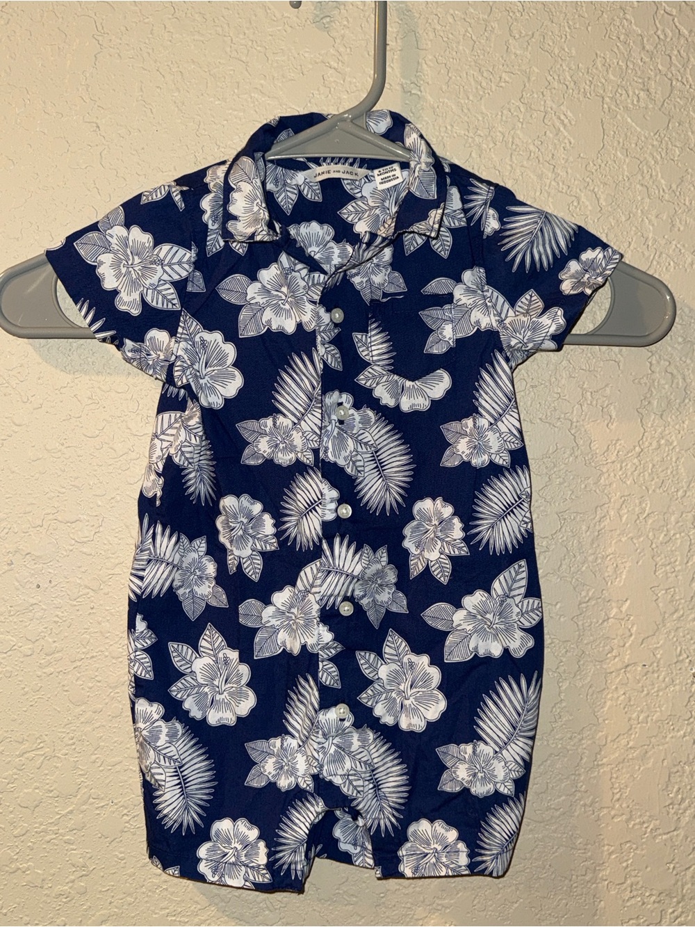 Navy Floral Hawaiian Button-Up Romper